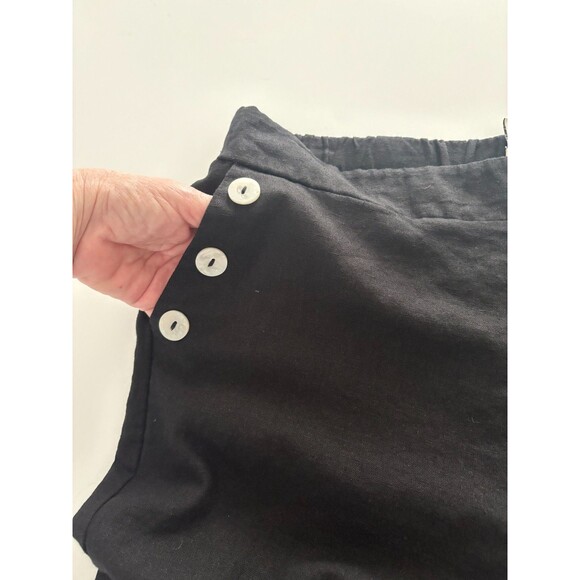 Joie Linen Blend Pants Size Large Black Wide Leg Cropped Lagenlook Pockets - Picture 14 of 15